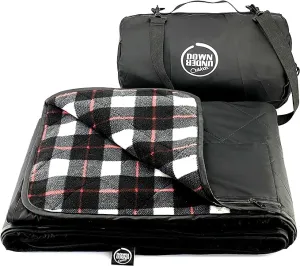 DOWN UNDER OUTDOORS Large Waterproof Windproof Extra Thick 350 GSM Quilted Fleece Stadium Blanket, Camping Picnic Outdoor & Beach, Machine Washable 82 x 55