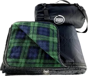 DOWN UNDER OUTDOORS Large Waterproof Windproof Extra Thick 350 GSM Quilted Fleece Stadium Blanket, Camping Picnic Outdoor & Beach, Machine Washable 82 x 55