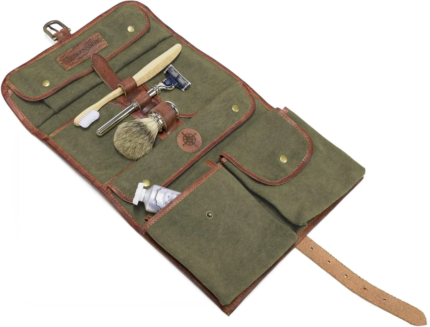 DRAKENSBERG Wash Bag 'Sid' - old world toiletry kit and wet pack to hang up, toiletries organizer, foldable, handmade, canvas