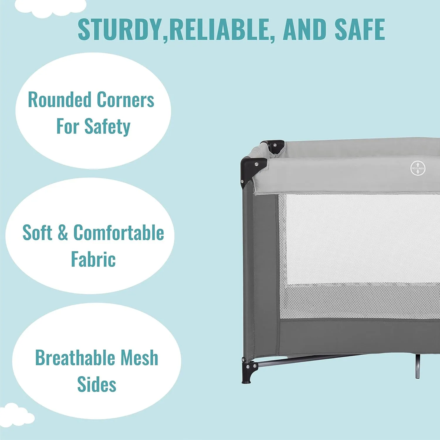 Dream On Me Zazzy Portable Playard with Bassinet in Grey, Packable and Easy Setup Baby Playard, Lightweight and Portable Playard for Baby with Mattress and Travel Bag