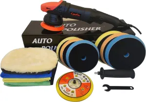 Dual Action Orbital Car Polisher with 5" and 6" Pads