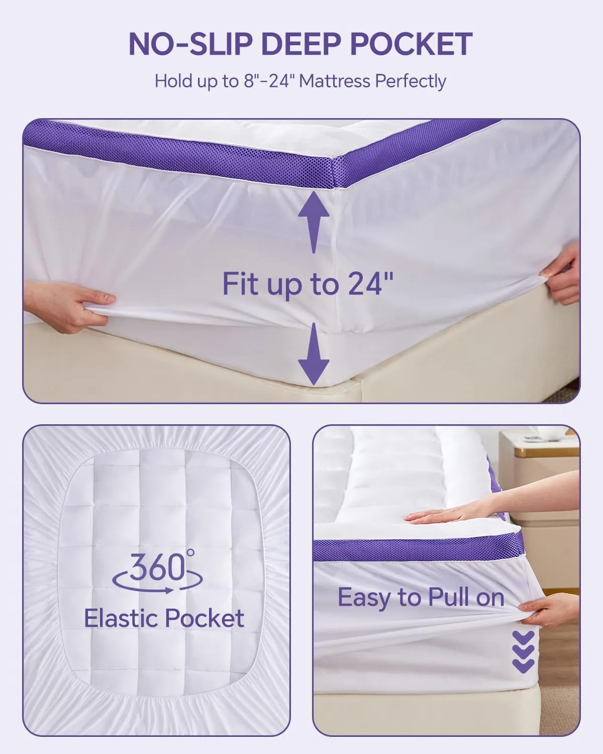 Dual Layer 4 Inch Memory Foam Mattress Topper Queen - 2 Inch Gel Memory Foam and 2 Inch Pillow Top Mattress Pad, 7-Zone Egg Crate Mattress Topper for Back Pain