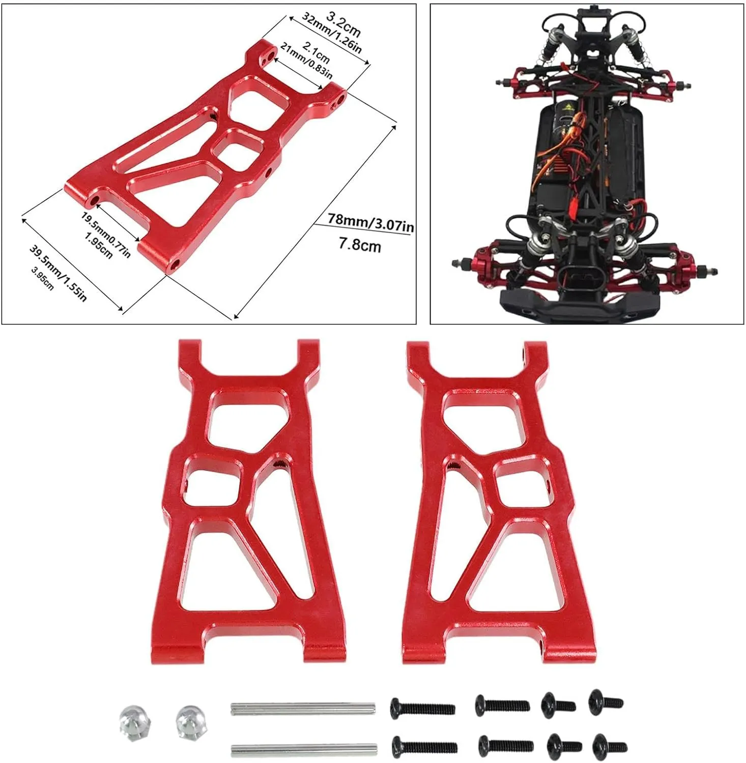 DYNWAVE Alloy Front Lower Suspension Arm Set Front Swing Arm Remote Control Car Parts for ZD Dbx-10 RC Car Upgrade Accessories, Red