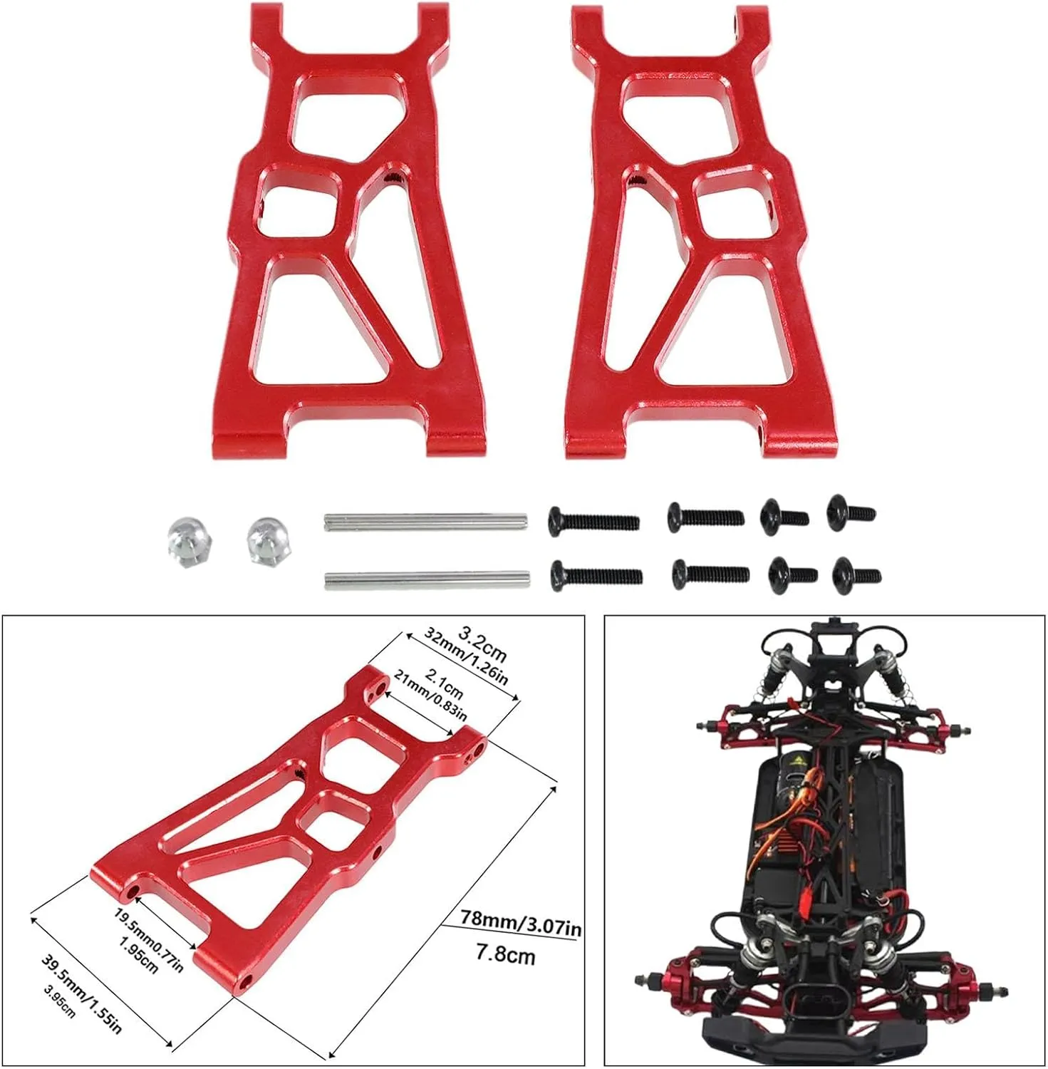 DYNWAVE Alloy Front Lower Suspension Arm Set Front Swing Arm Remote Control Car Parts for ZD Dbx-10 RC Car Upgrade Accessories, Red