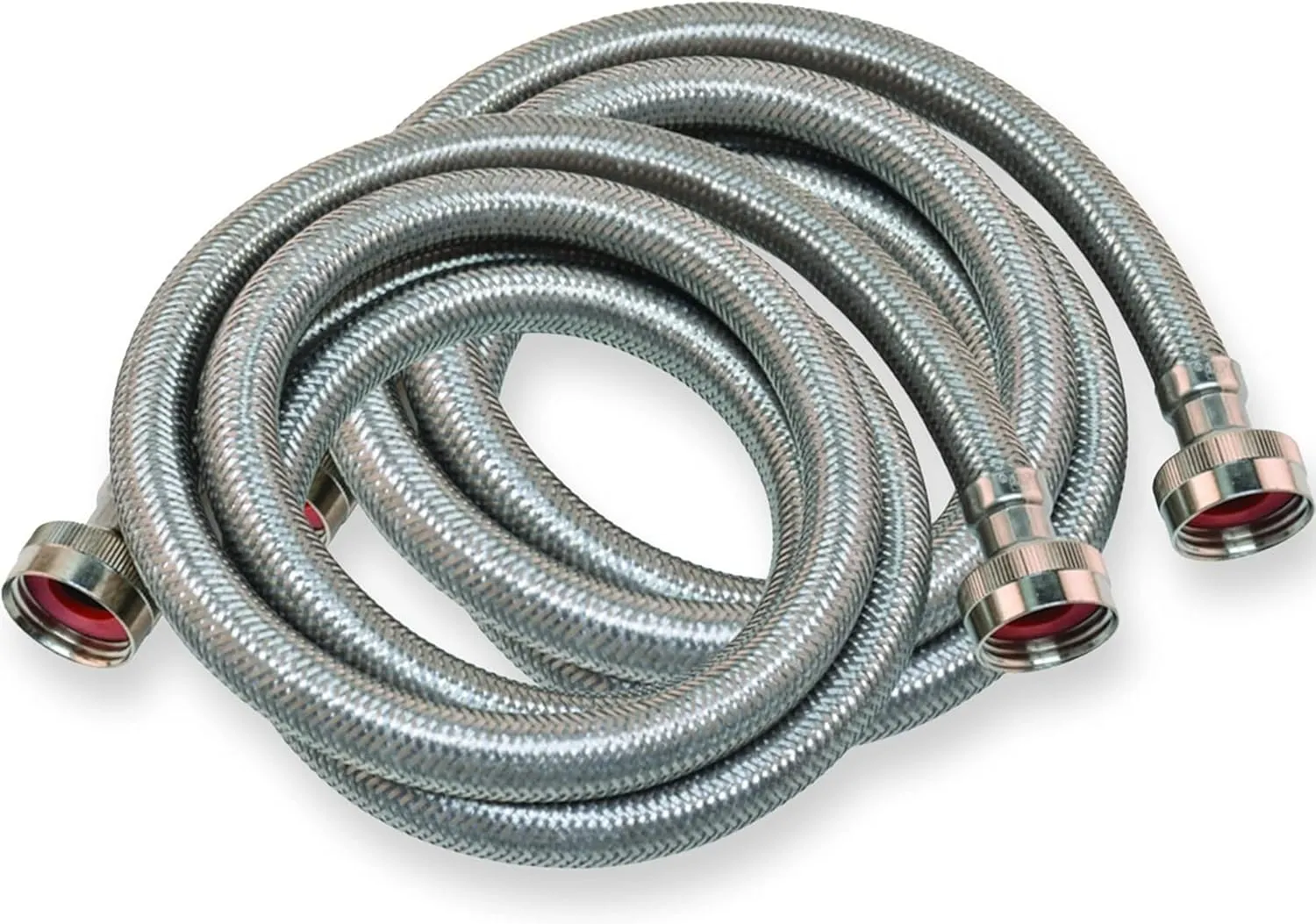 Eastman Washing Machine Connector, Pack of 2, 3/4 Inch FHT Connection, 6 Foot Braided Stainless Steel Washing Machine Hoses, 48372