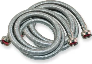 Eastman Washing Machine Connector, Pack of 2, 3/4 Inch FHT Connection, 6 Foot Braided Stainless Steel Washing Machine Hoses, 48372