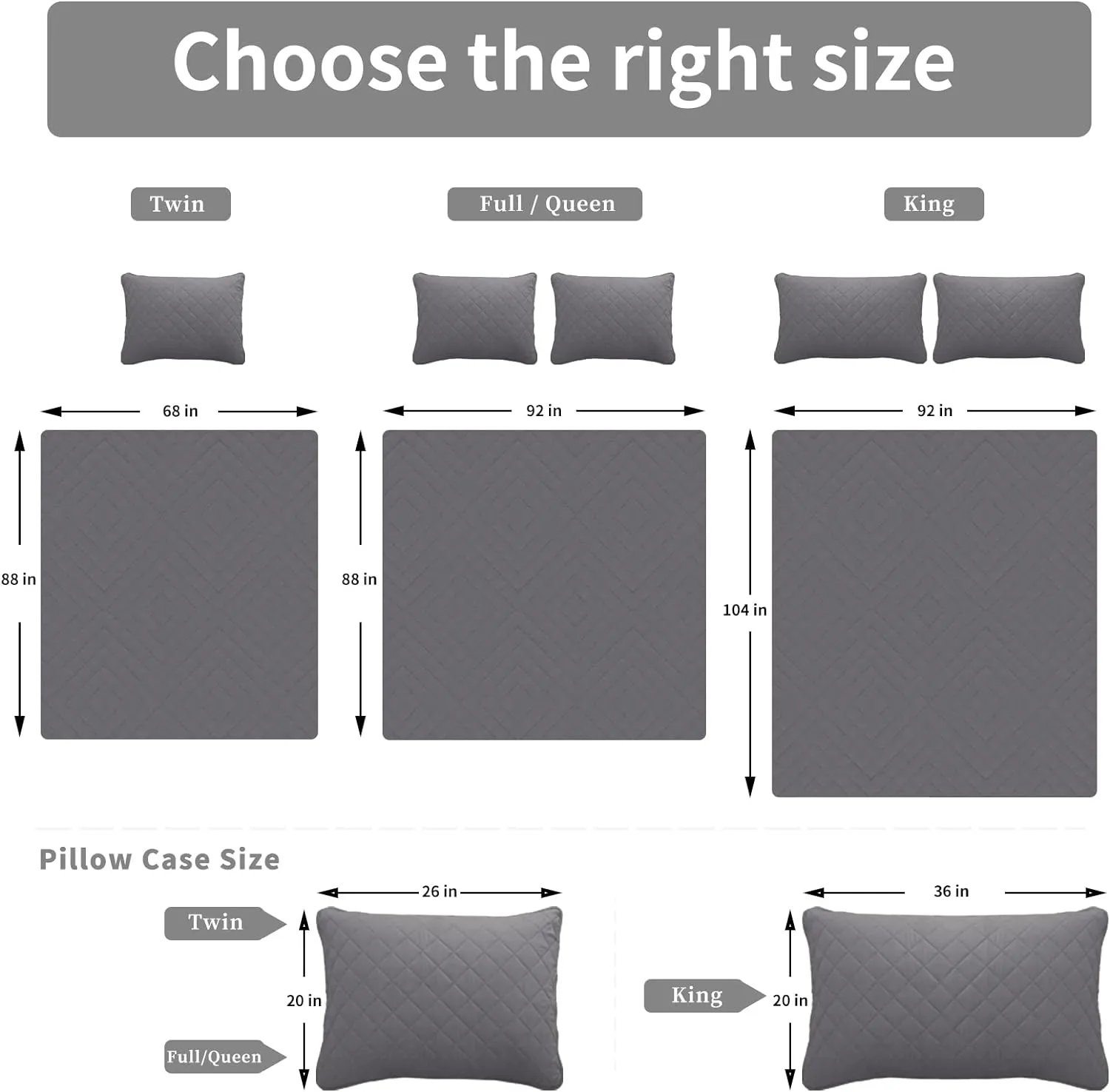 Easy-Going Twin Size Reversible Quilt Set with 1 Quilt and 1 Pillow Shams, Soft Bed Quilt Cover, Water Resistant Lightweight Microfiber Bedspread, Stain Resistant, Gray/Light Gray