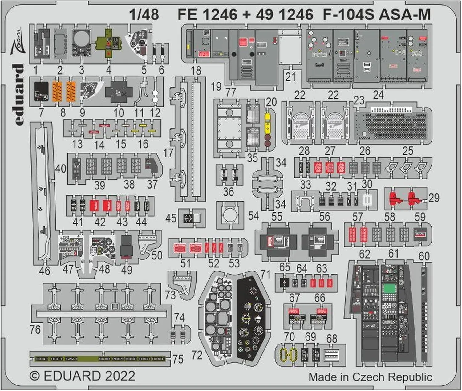 Eduard EDU491246 1/48 Lockheed F-104S ASA-M Starfighter Etched Parts (for Kinetics) Plastic Model Parts