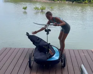 EfoilSolutions Efoil Surf Board Bag with Wheels - Various Hydrofoil Cart Sizes with Pockets for eFoiling Accessories