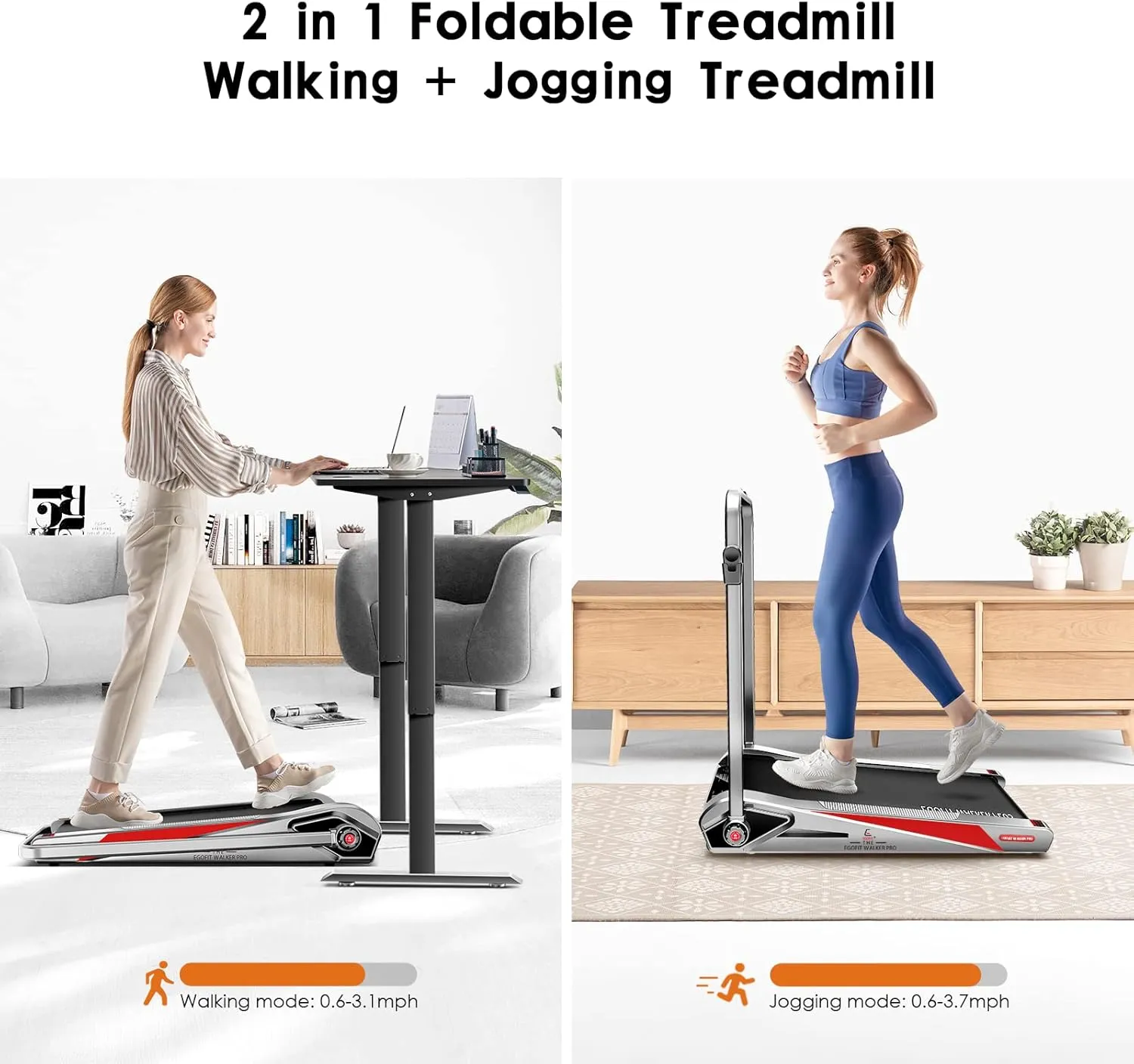 Egofit Walker Pro/Plus Smallest Under Desk Treadmill Walking Pad, Small & Compact Walking Treadmill with Fixed 5% Incline to Fit Desk Perfectly and Home & Office with APP & Remote Control