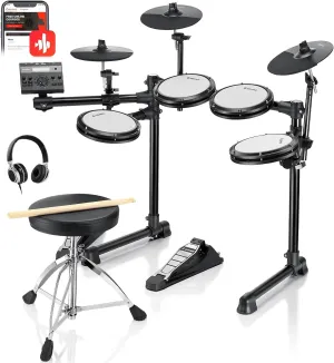 Electric Drums, Donner DED-200 LITE Electronic Drum Kit for Beginner with 450  Sounds, USB MIDI, Quiet Mesh Pads, Throne, Headphones, Sticks and 40 Melodics Lessons