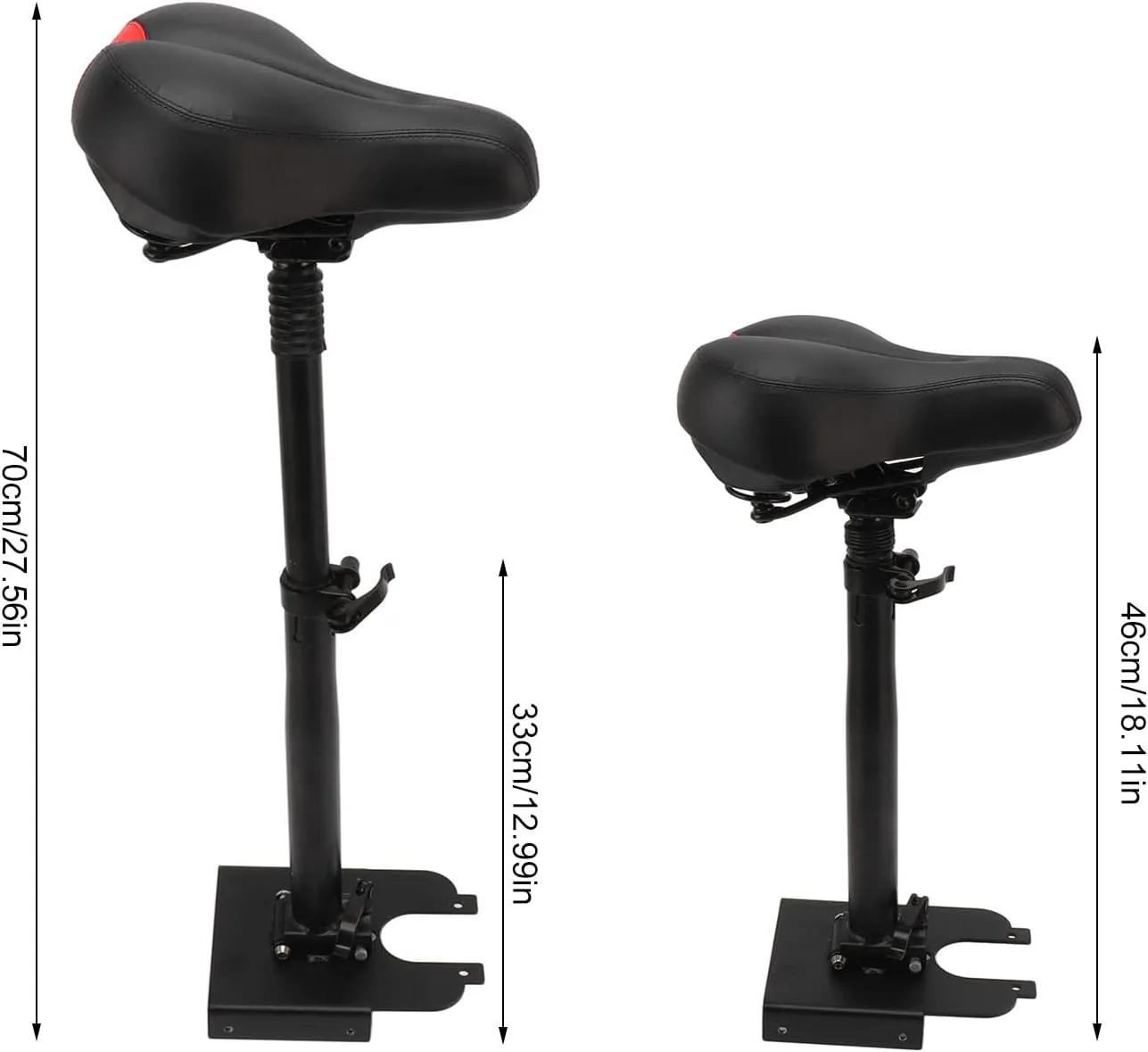 Electric Scooter Seat Foldable Adjustable Shock Absorbing Foam Cushioned Saddle with Aluminum Alloy Frame for M365 1S Lite Electric Scooters (Large Seating Kit)