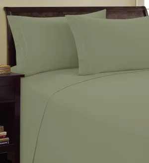 Elegant Comfort 1500 Premier Chain Design Hotel Quality Luxurious Silky Soft Wrinkle & Fade Resistant 4 pc Sheet Set, Deep Pocket Up to 16" - Queen Sage