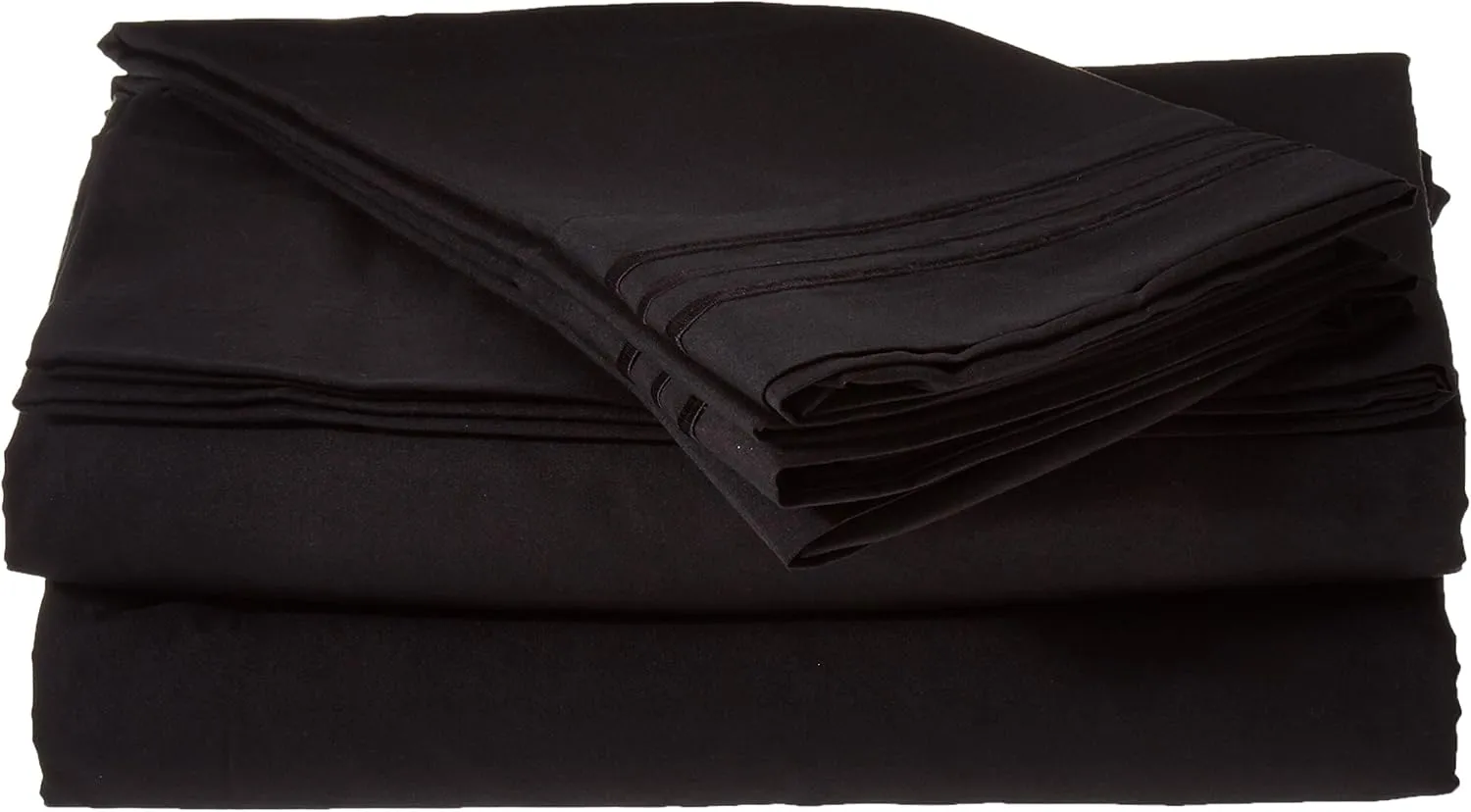 Elegant Comfort 1500 Premier Hotel Quality 4-Piece Bed Sheet Sets, Deep Pockets - Luxurious Wrinkle Free & Fade Resistant, Full, Black