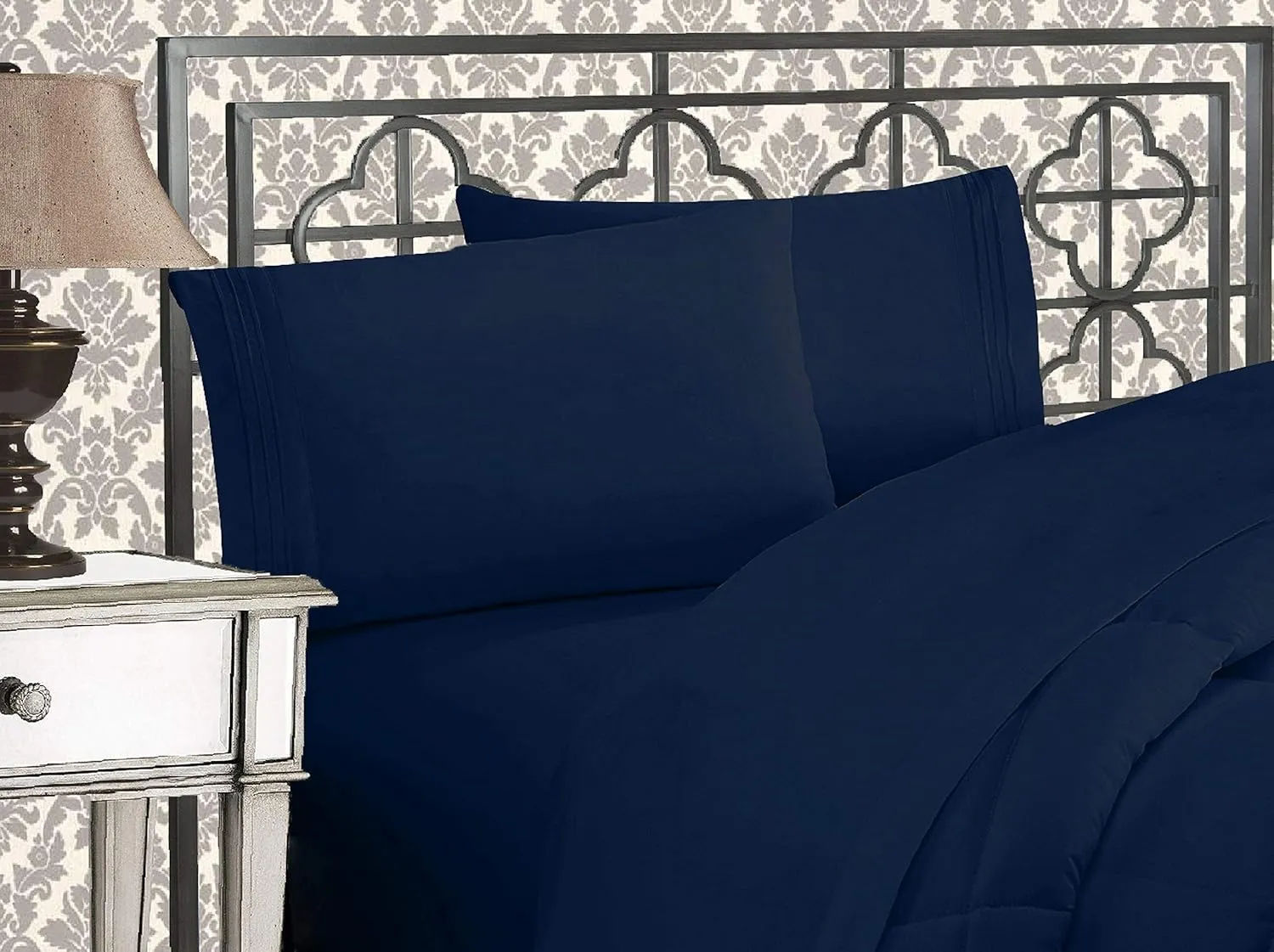 Elegant Comfort 1500 Premier - Wrinkle Resistant - Hotel Quality Ultra Soft Luxurious 4 pcs Bed Sheet Set, Deep Pocket Up to 16" - Many Size and Colors, Full, Navy