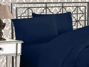 Elegant Comfort 1500 Premier - Wrinkle Resistant - Hotel Quality Ultra Soft Luxurious 4 pcs Bed Sheet Set, Deep Pocket Up to 16" - Many Size and Colors, Full, Navy