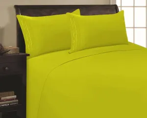 Elegant Comfort 1500 Premier - Wrinkle Resistant - Hotel Quality Ultra Soft Luxurious 4 pcs Bed Sheet Set, Deep Pocket Up to 16" - Many Size and Colors, Queen, Lime