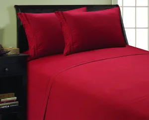 Elegant Comfort 1800 Premier Chain Design Hotel Quality Luxurious Silky Soft Wrinkle & Fade Resistant 4 pc Sheet Set, Deep Pocket Up to 16" Queen Burgundy