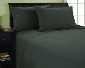 Elegant Comfort 1800 Premier Chain Design Hotel Quality Luxurious Silky Soft Wrinkle & Fade Resistant 4 pc Sheet Set, Deep Pocket Up to 16" Twin Gray