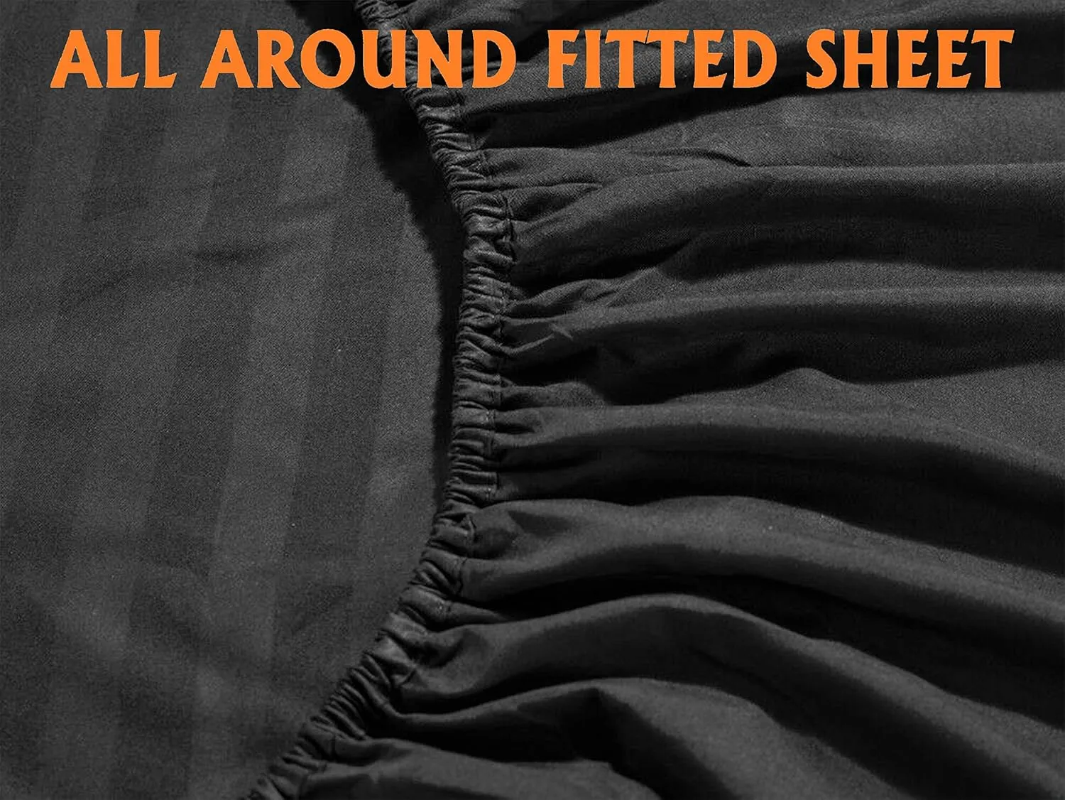 Elegant Comfort Best, Softest, Coziest 6-Piece Sheet Sets! - 1500 Premier Hotel Quality Luxurious Wrinkle Resistant 6-Piece Damask Stripe Bed Sheet Set, California King Black