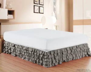 Elegant Comfort Luxurious Premium Quality 1500 Premier Wrinkle and Fade Resistant Hotel Quality Microfiber Multi-Ruffle Bed Skirt - 15inch Drop, Twin, Grey