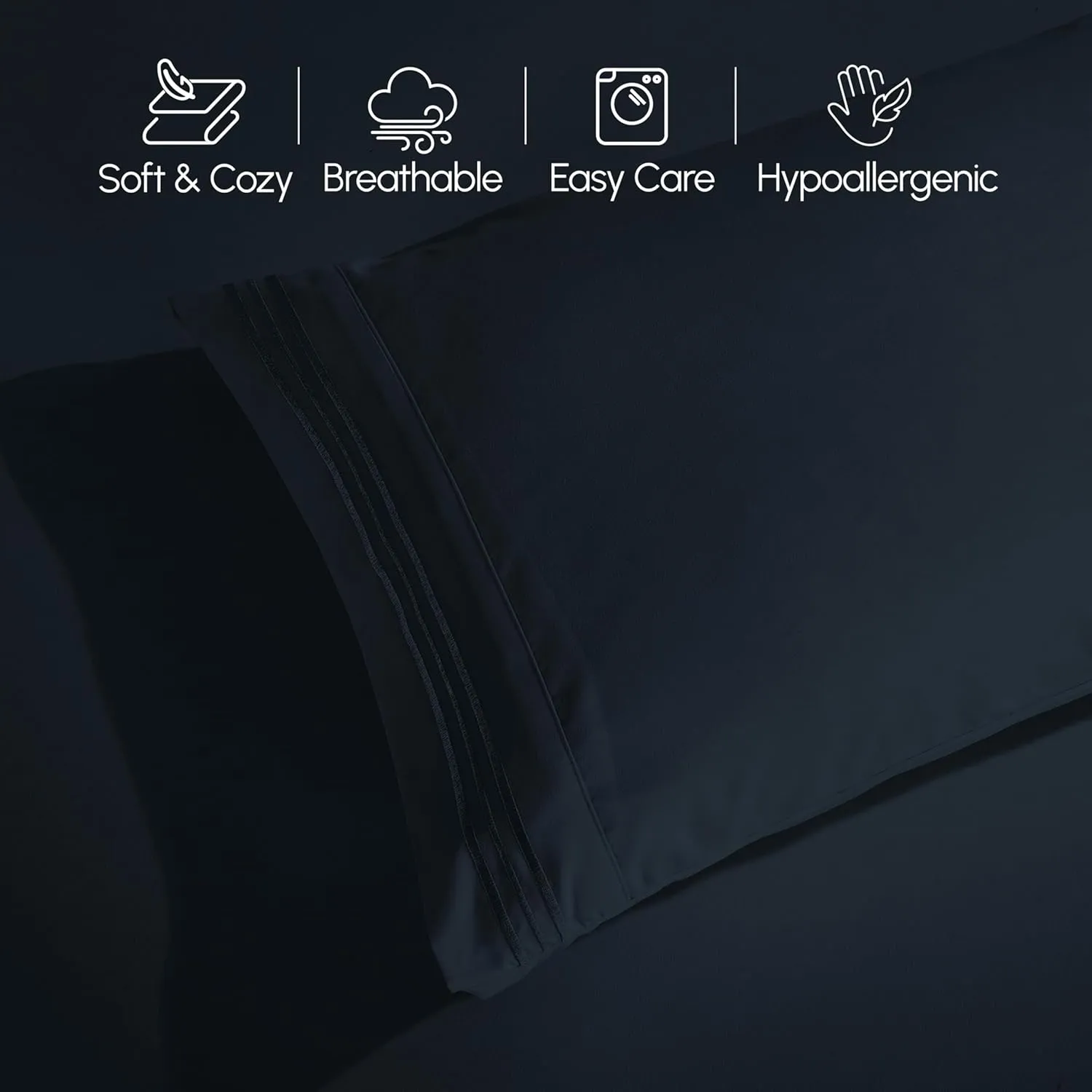 Elegant Comfort Luxury 1500 Premium Hotel Quality Microfiber 4-Piece Sheet Set - Soft, All Around Elastic 18-24 Inches Deep Fitted Sheet - Extra Deep Pocket Sheets, King, Black