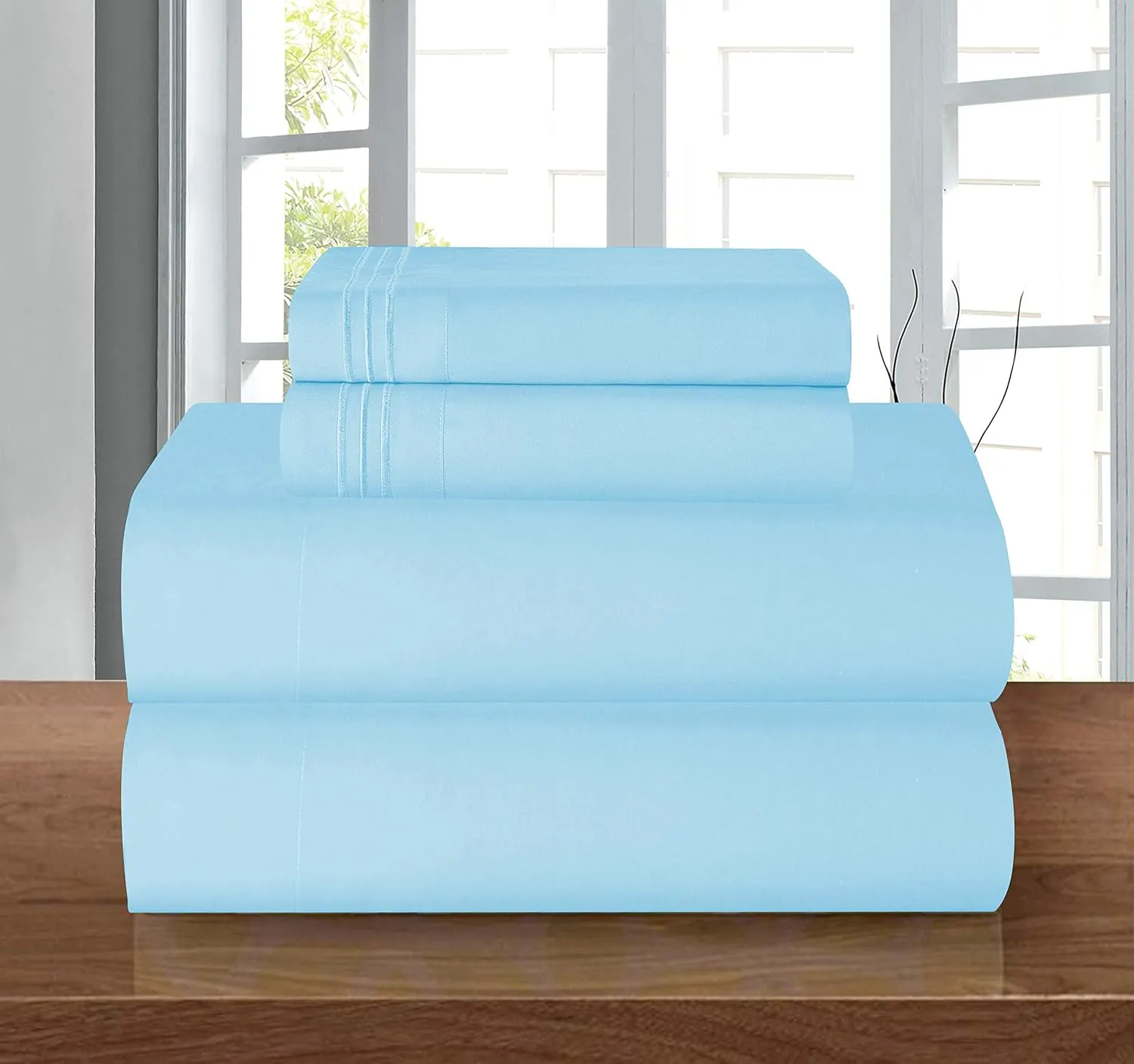 Elegant Comfort Luxury 1500 Premium Hotel Quality Microfiber 4-Piece Sheet Set - Wrinkle Resistant, All Around Elastic Fitted Sheet, Deep Pocket up to 16", Queen, Aqua