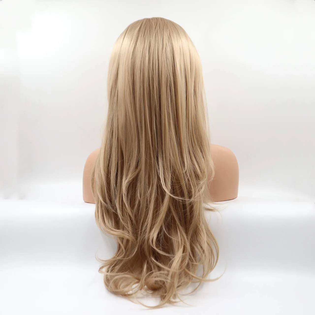 ELESTY Dirty Blonde Synthetic Lace Front Wig Middle Part High Temperature Heat Resistant Fiber Hair Wigs For Women 24Inch