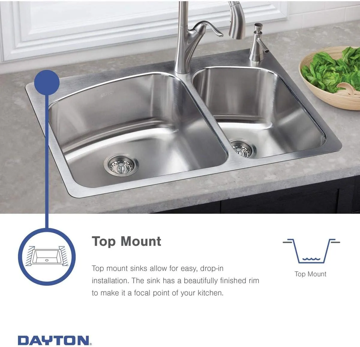 Elkay DSEP1515C Dayton Single Bowl Drop-in Stainless Steel Bar Sink   Faucet Kit