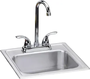 Elkay DSEP1515C Dayton Single Bowl Drop-in Stainless Steel Bar Sink   Faucet Kit