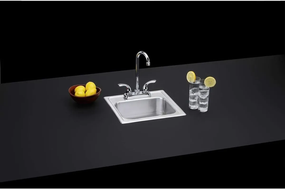 Elkay DSEP1515C Dayton Single Bowl Drop-in Stainless Steel Bar Sink   Faucet Kit