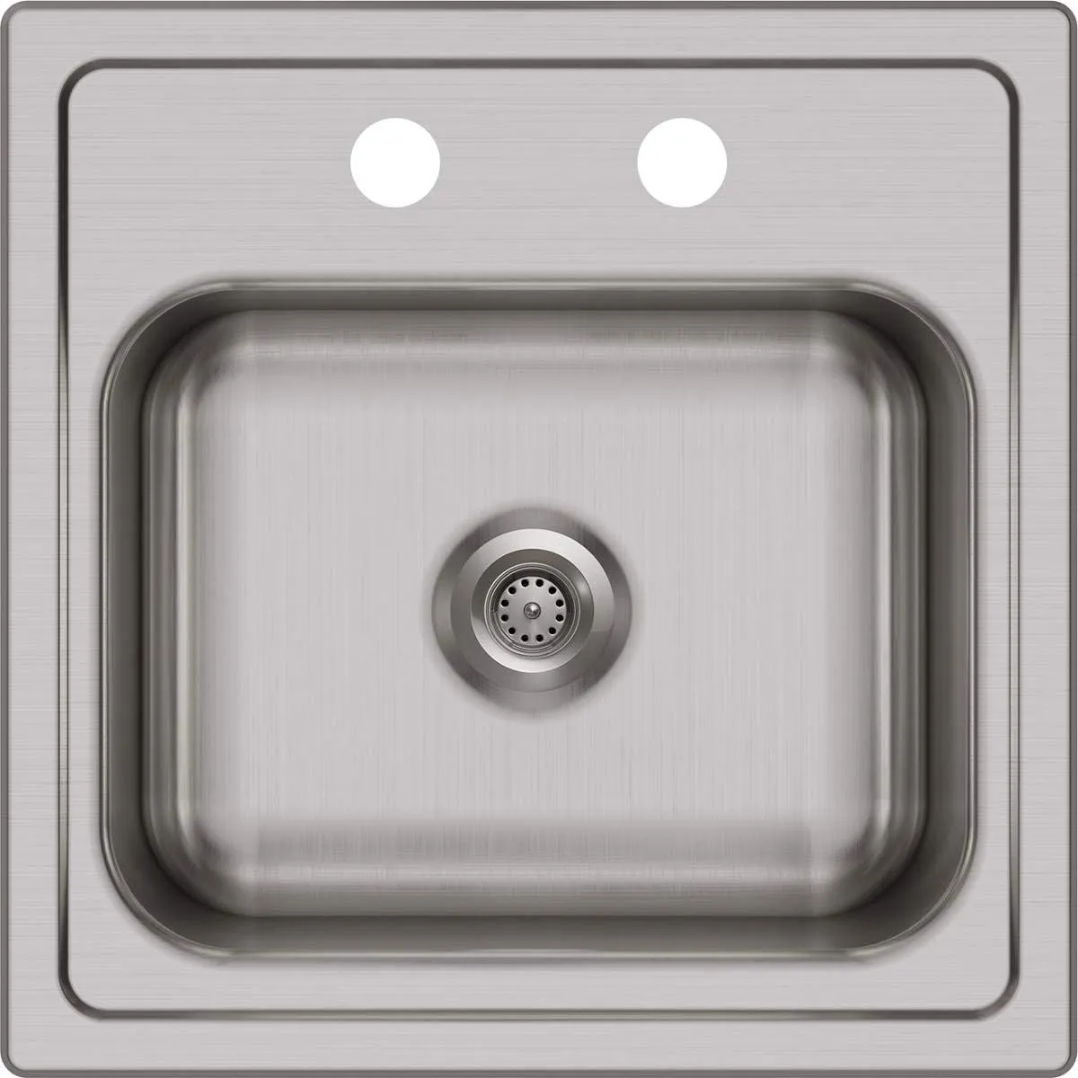 Elkay DSEP1515C Dayton Single Bowl Drop-in Stainless Steel Bar Sink   Faucet Kit