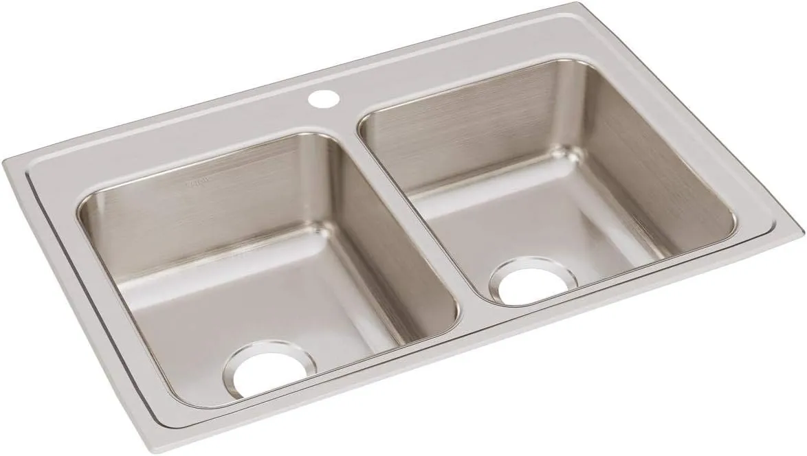 Elkay LR33221 Lustertone Classic Equal Double Bowl Drop-in Stainless Steel Sink