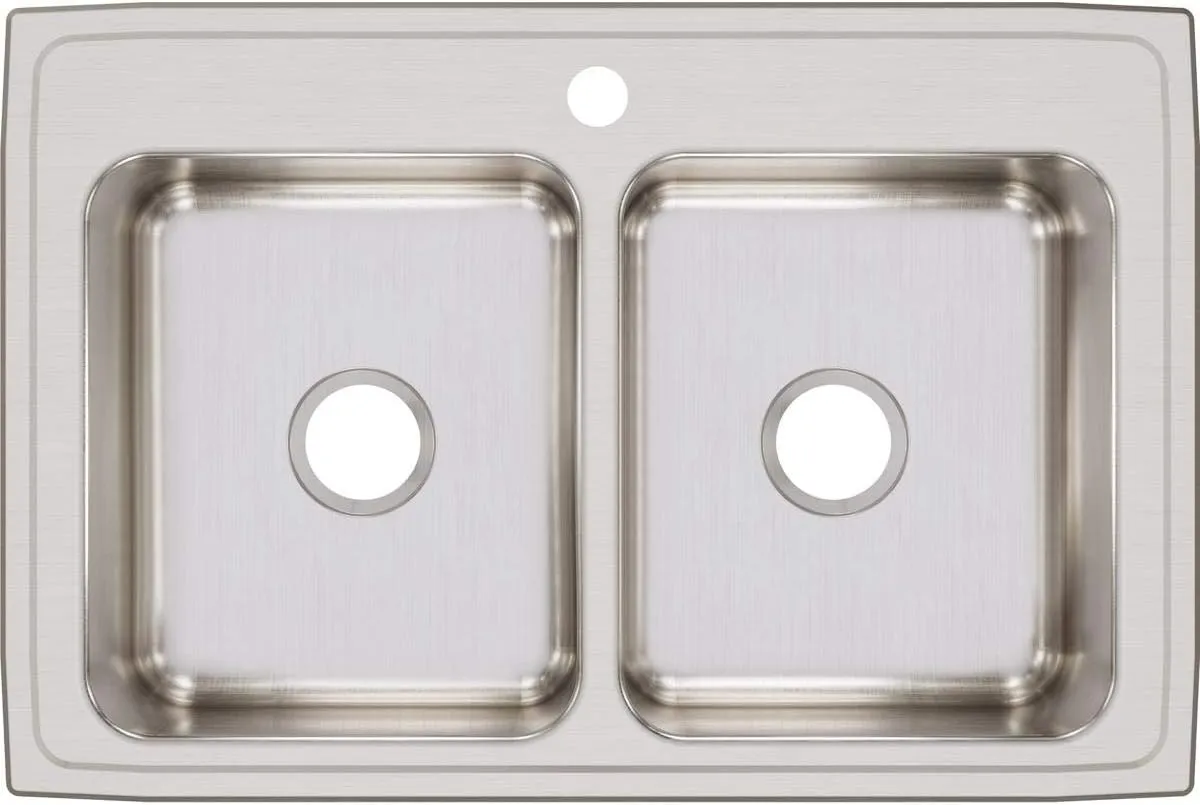 Elkay LR33221 Lustertone Classic Equal Double Bowl Drop-in Stainless Steel Sink