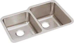 Elkay Lustertone ELUH3120L Offset Double Bowl Undermount Stainless Steel Kitchen Sink