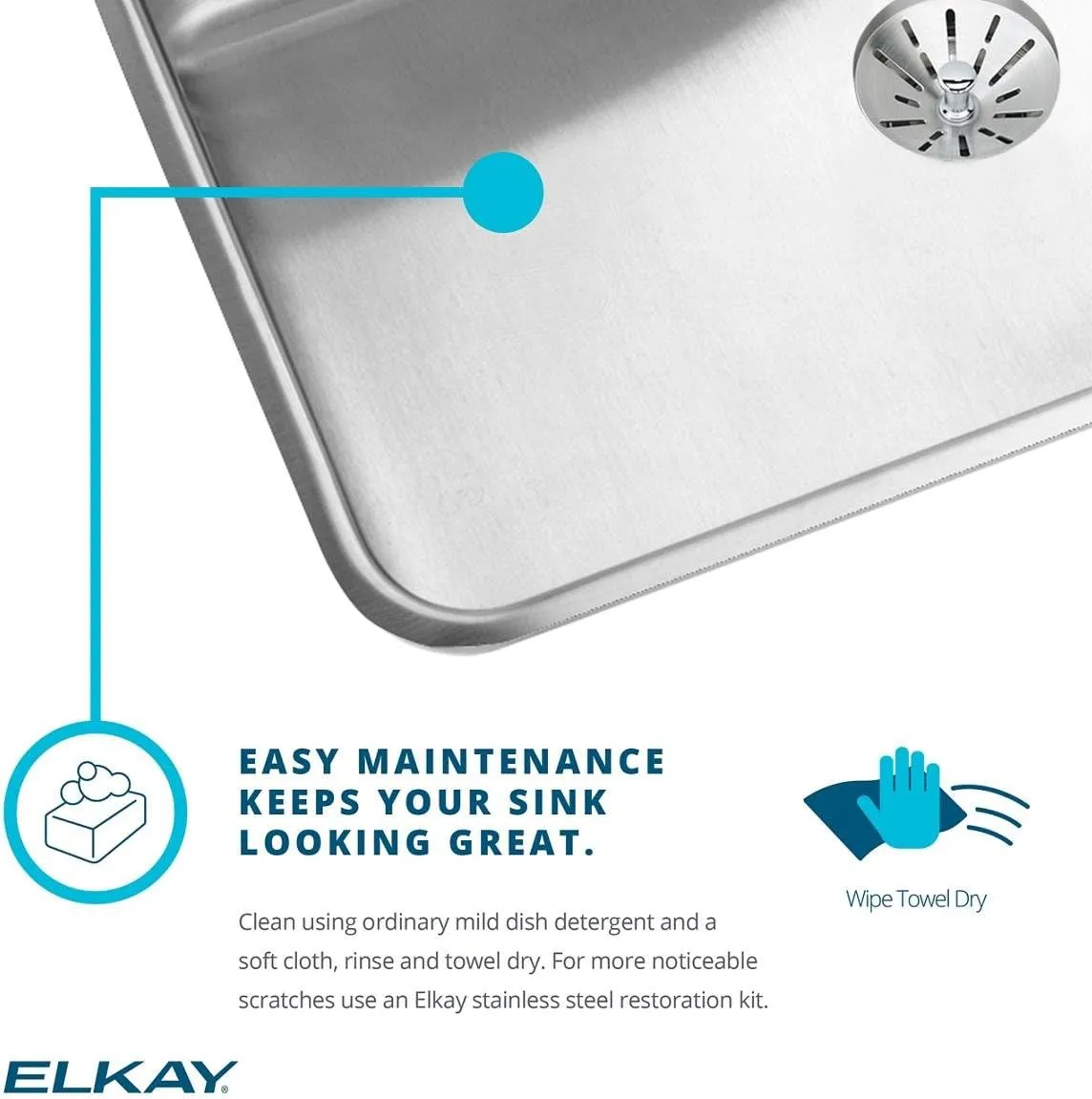 Elkay Lustertone LR19191 Single Bowl Top Mount Stainless Steel Sink
