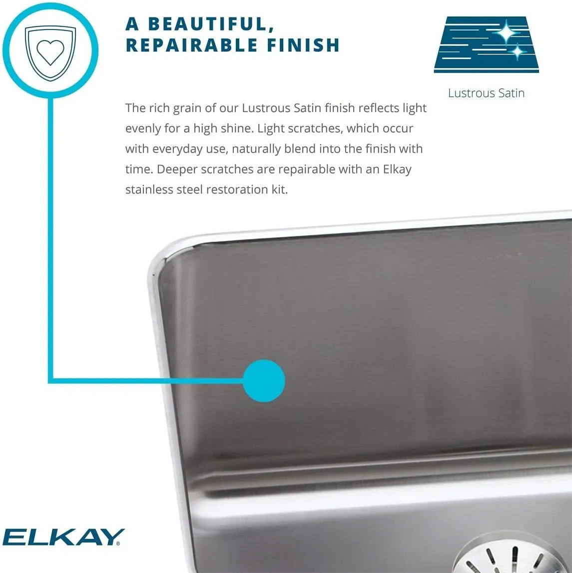 Elkay Lustertone LR19191 Single Bowl Top Mount Stainless Steel Sink