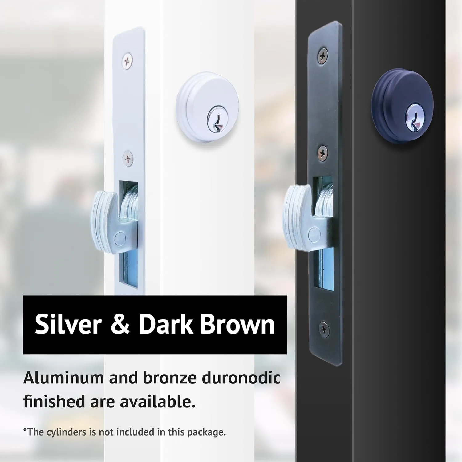 elox Storefront Narrow Stile Mortise Door Lock Hookbolt, 1-1/8" Backset, w/Aluminum & Bronze Duronodic Finish faceplate, Without Cylinder and Without Keys