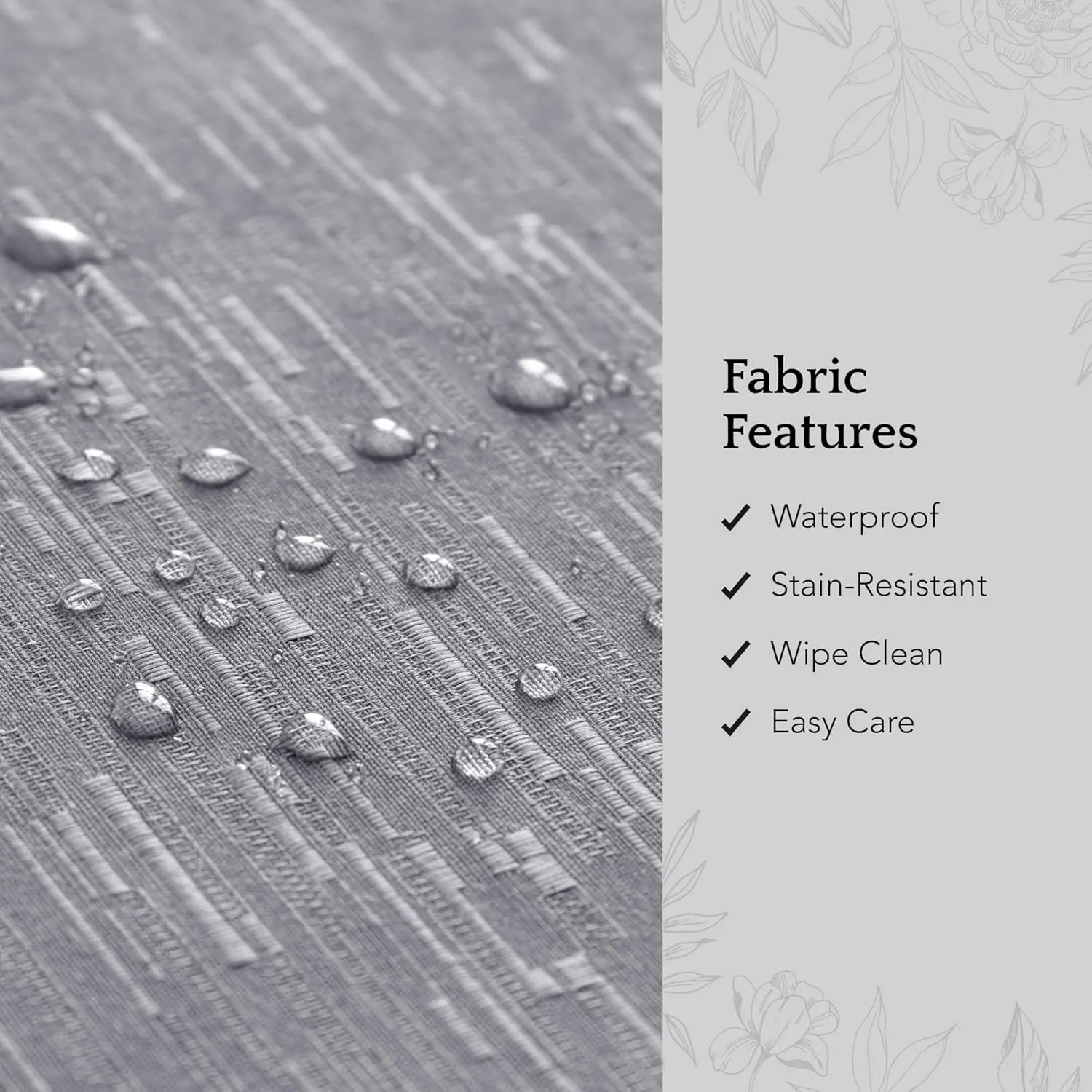 Elrene Home Fashions Continental Solid Texture Water and Stain Resistant Fabric Dining Napkins, Set of 4, 17"x17", Gray