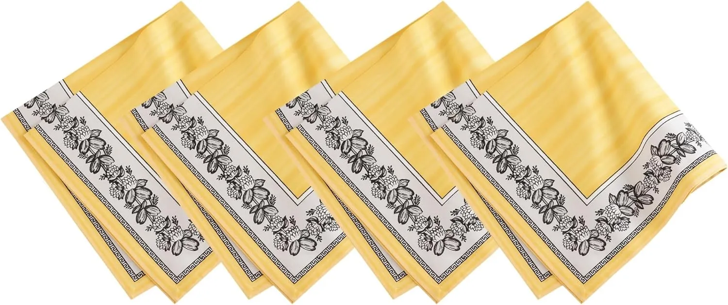 Elrene Home Fashions Villeroy & Boch Audun Stain and Water Resistant Bordered Cloth Dinner Napkins, 21"x21", Set of 4