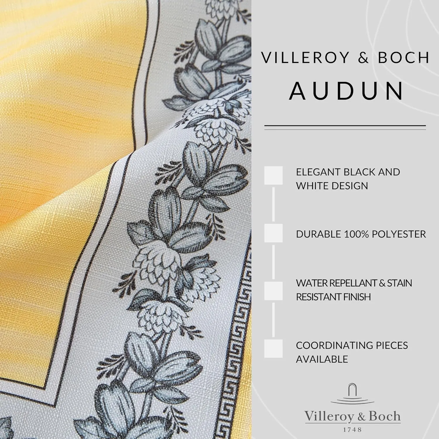 Elrene Home Fashions Villeroy & Boch Audun Stain and Water Resistant Bordered Cloth Dinner Napkins, 21"x21", Set of 4