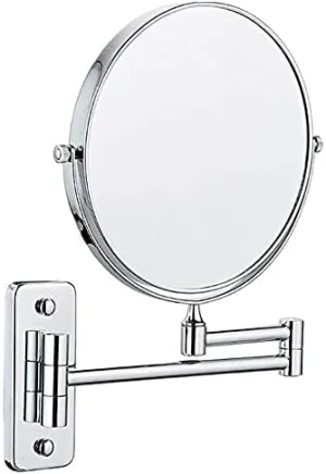 ELTOX Bathroom Wall Mounted Makeup 8-inch Two-Sided 5X Magnification 360°Swivel Extending Folding Bathroom Shaving Cosmetic Make Up Mirror (Color : Chrome, Size : 1X/5X)