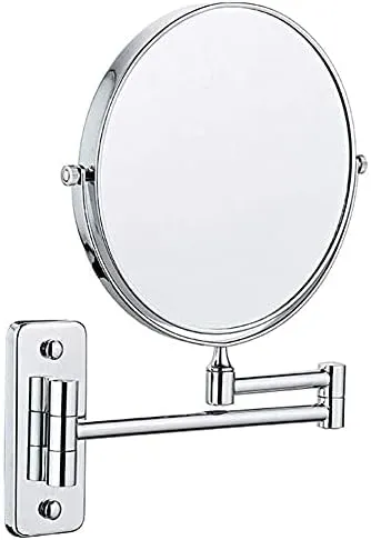 ELTOX Bathroom Wall Mounted Makeup 8-inch Two-Sided 5X Magnification 360°Swivel Extending Folding Bathroom Shaving Cosmetic Make Up Mirror (Color : Chrome, Size : 1X/5X)