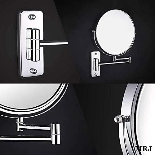 ELTOX Bathroom Wall Mounted Makeup 8-inch Two-Sided 5X Magnification 360°Swivel Extending Folding Bathroom Shaving Cosmetic Make Up Mirror (Color : Chrome, Size : 1X/5X)