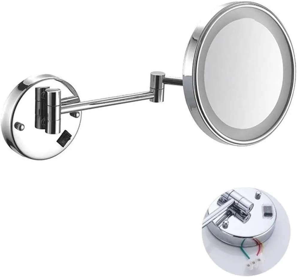 ELTOX Vanity Mirror Makeup Mirror Cosmetic Mirror,Shaving Mirror,Chrome Plated/Wall-Mounted/Single-Sided/Foldable / 3X Magnification/with Led Light/a