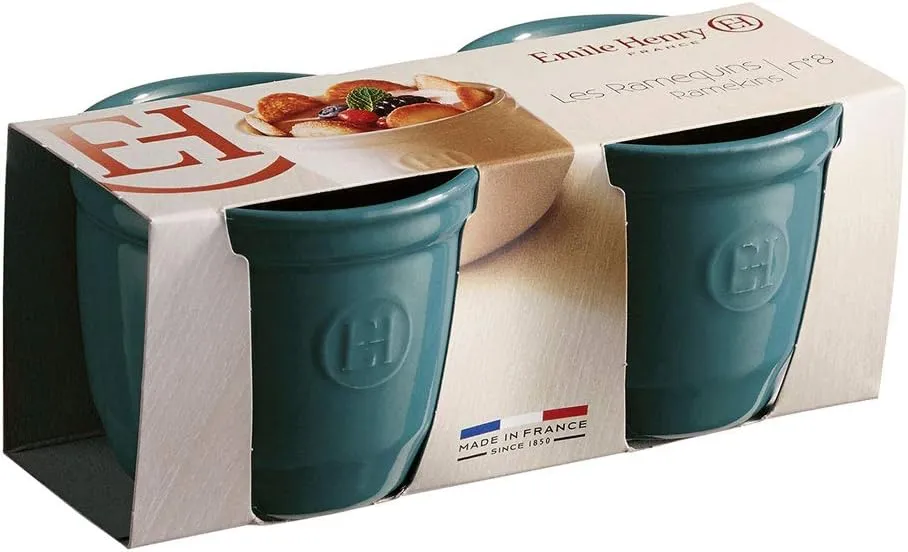 Emile Henry Made in France 6.75 oz Ramekin (Set of 2), 3.25" by 2.75", Blue Flame