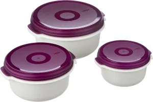 Emsa "Micro Family" Microwave Dish Starter-Set (Set of 3), White/Violet