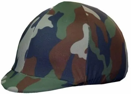 Equestrian Riding Helmet Cover - Green Camouflage
