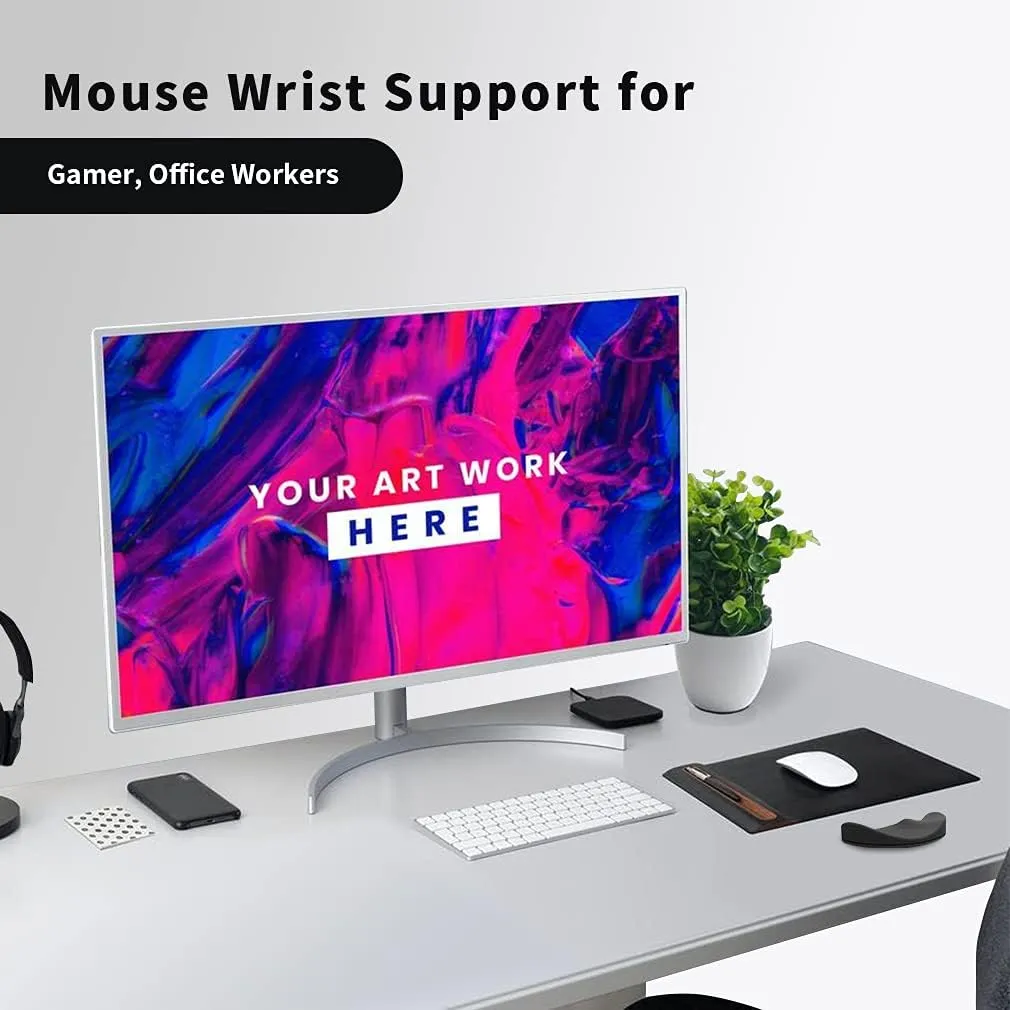 Ergonomic Mouse Wrist Rest Support, Gliding Smooth Palm Rest Pad Move with Your Mouse for Easy Working/Gaming (Black 2 Packs)