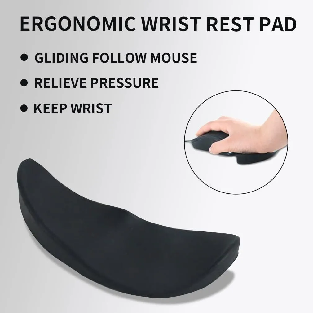 Ergonomic Mouse Wrist Rest Support, Gliding Smooth Palm Rest Pad Move with Your Mouse for Easy Working/Gaming (Black 2 Packs)